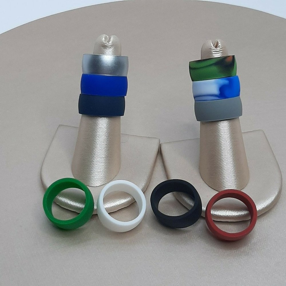 Women's 10 Pack Silicone Wedding Bands, Size 7,